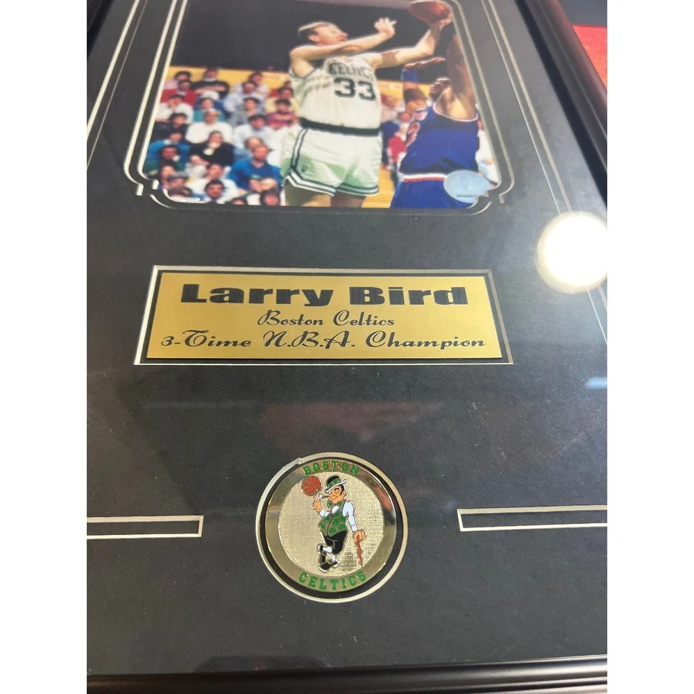 Boston Celtics Larry Bird Framed Basketball Photo w/Plaque NBA Official 14x22 - Picture 2 of 6